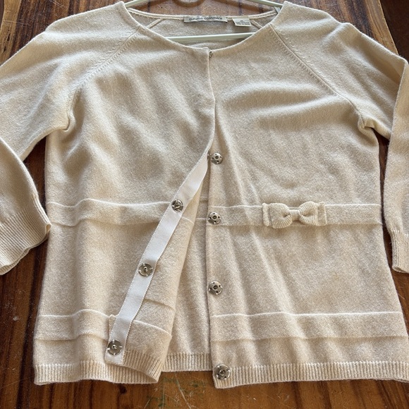 AUTUMN CASHMERE Bow Ivory Cardigan Medium - Picture 4 of 11
